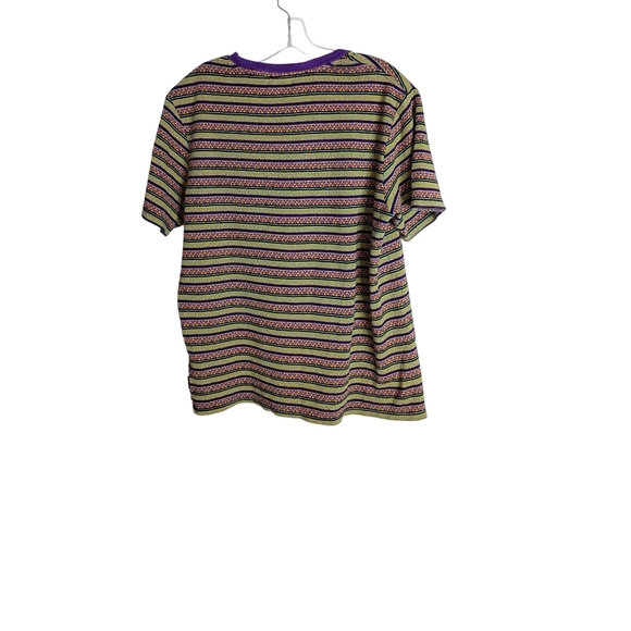 Huf -Striped Multicolor Crew Short Sleeve Shirt - Size Large - Picture 2 of 5